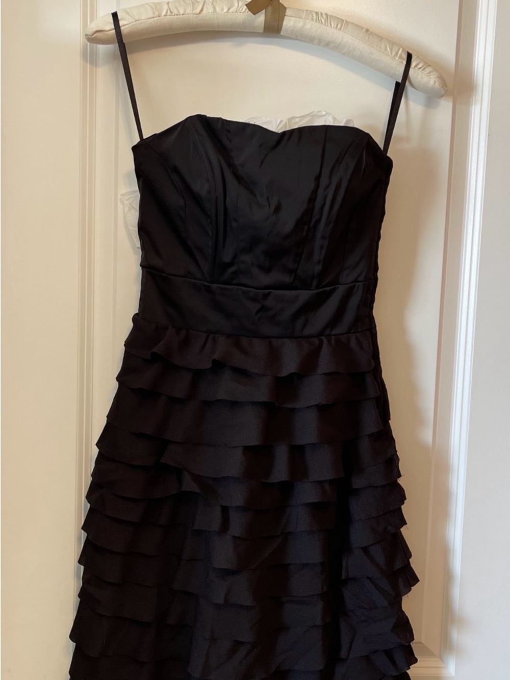 H&M Black Strapless Ruffle Tiered Cocktail Dress